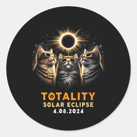 Katzen mit solarem Eclipse Gles 4.08.2024 Runder Aufkleber (Vorderseite)