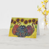 Katzen mit Sonnenblumen Karte (Gelbe Blume)