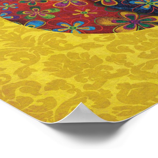 Katzen mit Sonnenblumen-Leinwand Poster (Ecke)