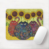Katzen mit Sonnenblumen Mousepad (Mit Mouse)