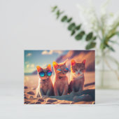 Katzen mit Sonnenbrille Feiertagspostkarte (Stehend Vorderseite)