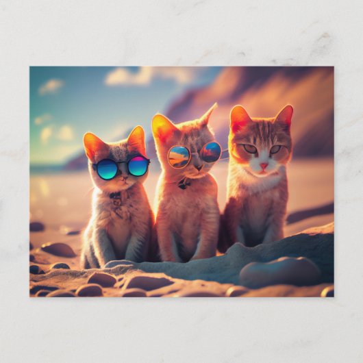 Katzen mit Sonnenbrille Feiertagspostkarte (Vorderseite)