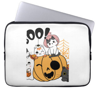 Katzen mit Spaß auf Halloween-Aufkleber Laptopschutzhülle