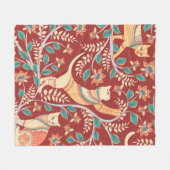 Katzen mit Verzierungen, Zweige mit Blume und Lede Fleecedecke (Vorderseite (Horizontal))