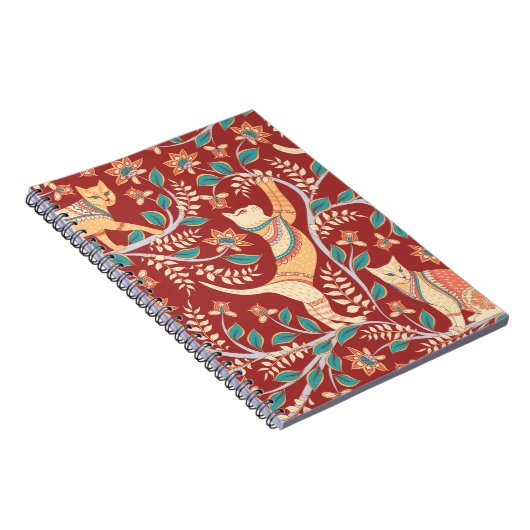 Katzen mit Verzierungen, Zweige mit Blume und Lede Notizblock (Rechte Seite)