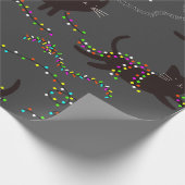 Katzen mit weihnachtlichem Lichtmuster Geschenkpapier (Ecke)