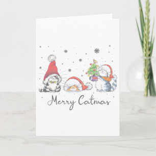 Katzen Mit Weihnachtsmann Hut Frohe Weihnachten Ka Karte