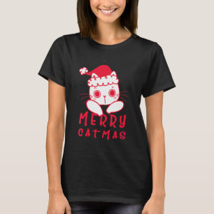 Katzen Mit Weihnachtsmann Hut Fröhliche Katmas Kat T-Shirt