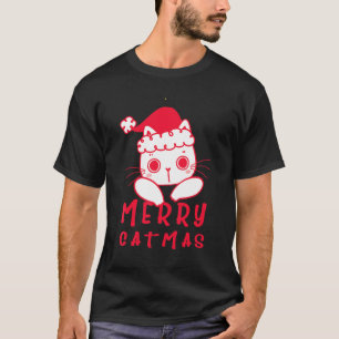 Katzen Mit Weihnachtsmann Hut Fröhliche Katzenweih T-Shirt