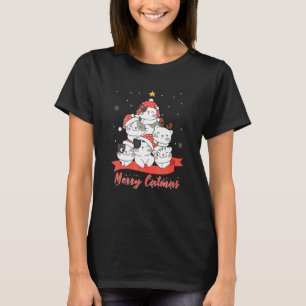 Katzen Mit Weihnachtsmann Hut Fröhliche Weihnachte T-Shirt