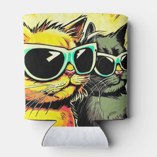 Katzen mit Zunge Dosenkühler (Rückseite)