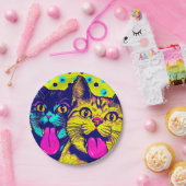 Katzen mit Zunge Pappteller (Party)