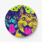Katzen mit Zunge Pappteller (Vorderseite)
