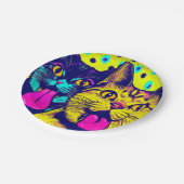 Katzen mit Zunge Pappteller (Schrägansicht)