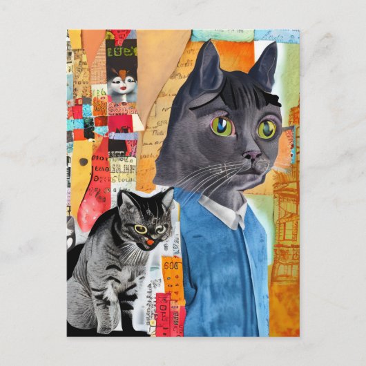 Katzen Mixed Media Postkarte (Vorderseite)