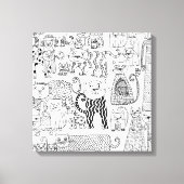 Katzen Moderne Schwarz-Weiß-Handschrift Leinwanddruck (Vorderseite)