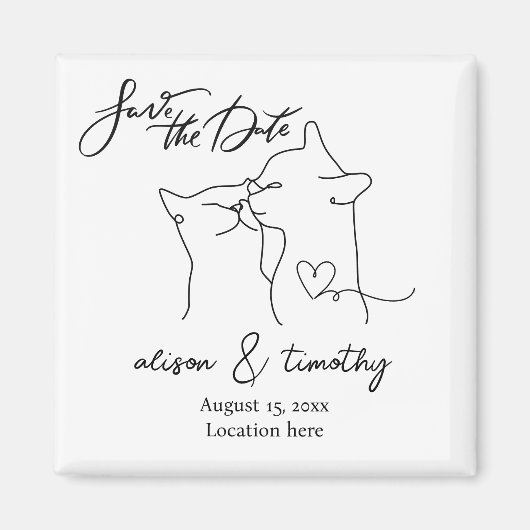 Katzen Modernes Minimalistisches Herz Save the Dat Magnet (Vorne)