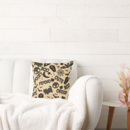 Katzen Monde Fledermäuse Skulls Gelbes Halloween Kissen