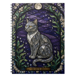 Katzen Mondlichtgarten Illumina Buntglas Notizblock