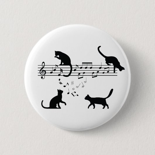 Katzen Musiknoten spielen Button (Vorderseite)