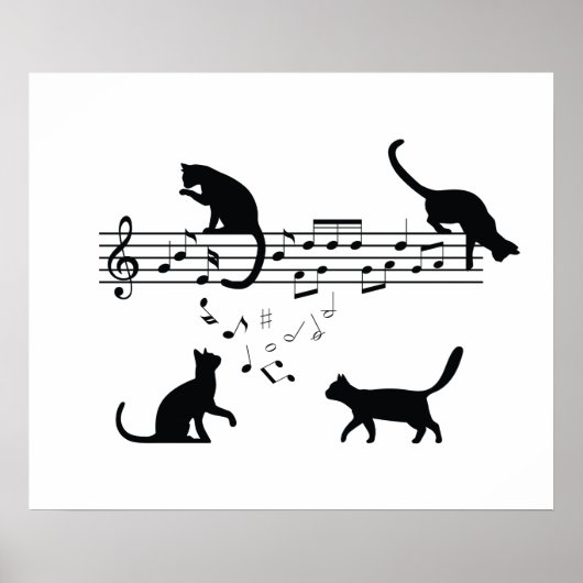 Katzen Musiknoten spielen Poster (Vorne)