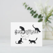 Katzen Musiknoten spielen Postkarte (Stehend Vorderseite)