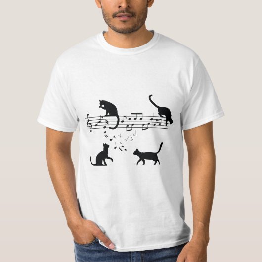 Katzen Musiknoten spielen T-Shirt (Vorderseite)