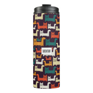 Katzen Muster für kundenspezifische Monogramm-Tumb Thermosbecher