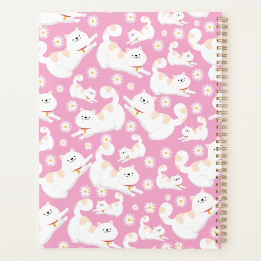 Katzen Muster Jahr und Name Weiß Planer (Rückseite)