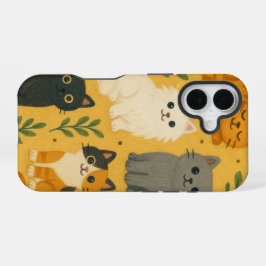 Katzen Muster | Niedliches Feline-Überdruck-Design iPhone 16 Hülle