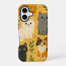Katzen Muster | Niedliches Feline-Überdruck-Design iPhone 16 Hülle