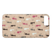 Katzen Muster-Rosa Case-Mate iPhone Hülle (Rückseite (Horizontal))