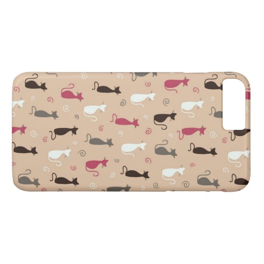 Katzen Muster-Rosa Case-Mate iPhone Hülle (Rückseite (Horizontal))