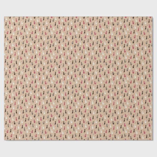 Katzen Muster Rosa Geschenkpapier (Flach)