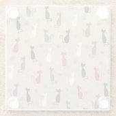 Katzen Muster-Rosa Glasuntersetzer (Rückseite)