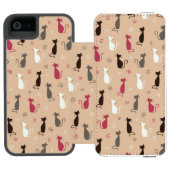 Katzen Muster-Rosa Incipio iPhone Geldbeutel-Hülle (Folio Geöffnet)