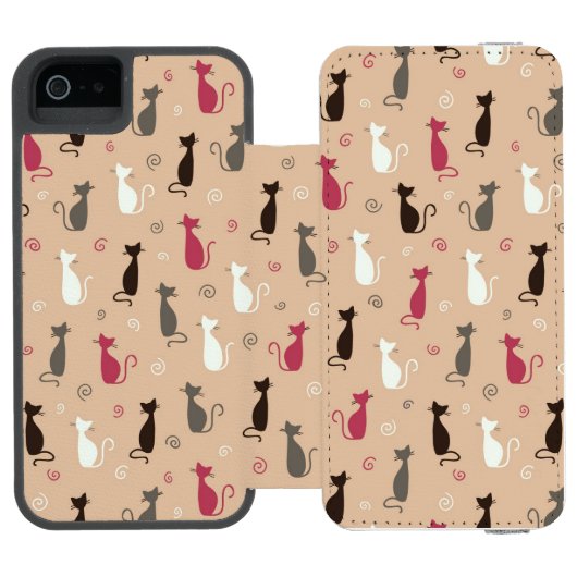 Katzen Muster-Rosa Incipio iPhone Geldbeutel-Hülle (Folio Geöffnet)