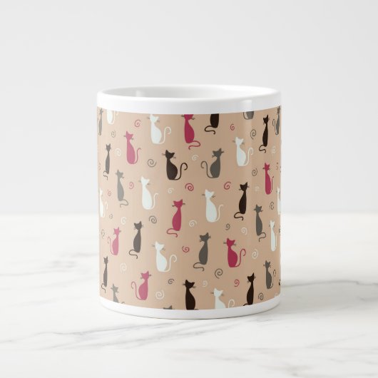 Katzen Muster-Rosa Jumbo-Tasse (Vorderseite)