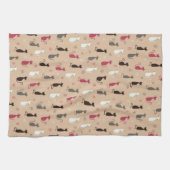 Katzen Muster-Rosa Küchentuch (Horizontal)