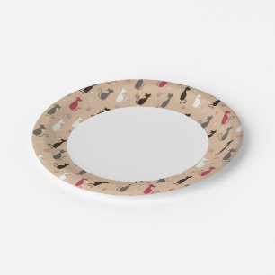 Katzen Muster Rosa Pappteller
