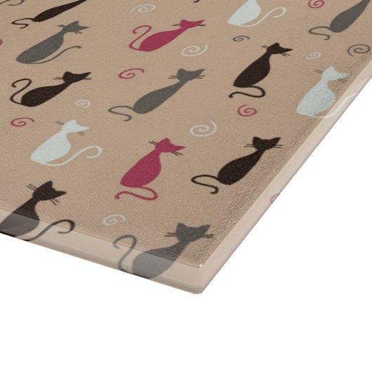Katzen Muster-Rosa Schneidebrett (Ecke)