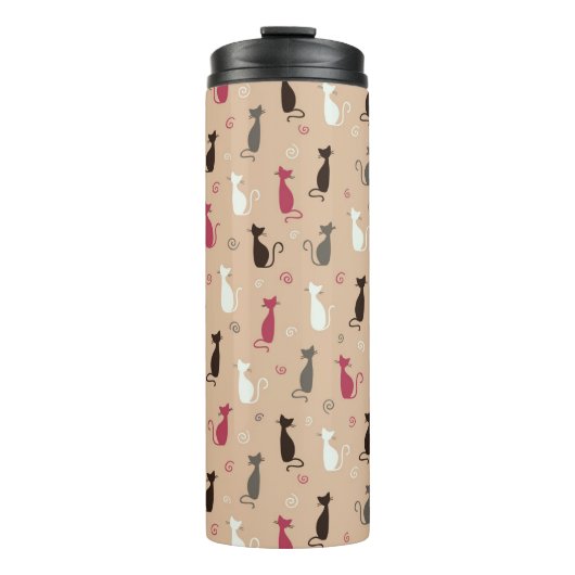 Katzen Muster-Rosa Thermosbecher (Vorderseite)