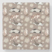 Katzen-Muster Steinuntersetzer (Vorderseite)