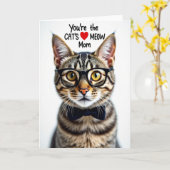 Katzen-Mutter-Karte mit getigerter Katze Karte (Gelbe Blume)
