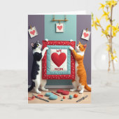 Katzen-Muttertag-Herz-Kunstkarte Karte (Gelbe Blume)