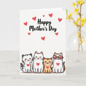 Katzen-Muttertag-Herzen-Karte Karte (Gelbe Blume)