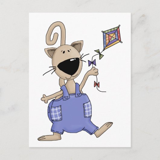 Katzen "n" Hunde ・ Katze mit Drachen Postkarte (Vorderseite)