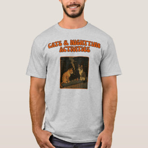 Katzen & nächtliche Aktivitäten – Retro-lustige Ka T-Shirt