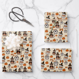 Katzen nahtloses Halloween-Party Geschenkpapier Set