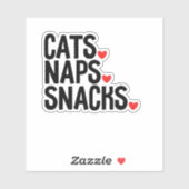 Katzen Nickerchen Snacks - Katzen Liebhaber Aufkleber (Blatt)